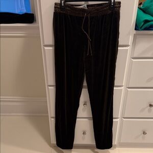 Olivaceous Dark Brown Velvet Joggers